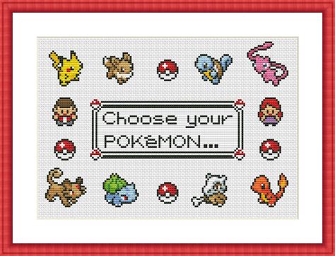 Choose Your Pokemon V1 Cross Stitch Pattern Pdf Instant Etsy