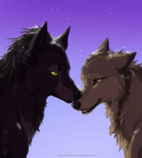 Anime Wolf Couple Lineart Wolves Clipart Couple Wolves Couple