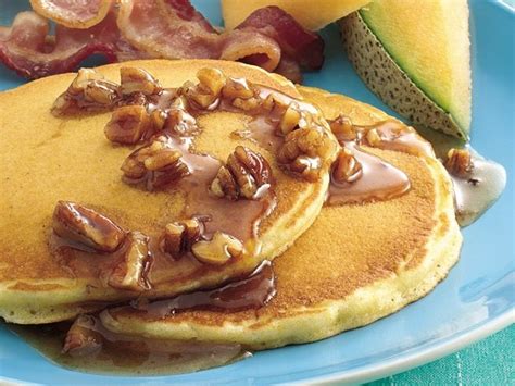 Corn Bread Pancakes With Butter Pecan Syrup Recipe Pecan Recipes