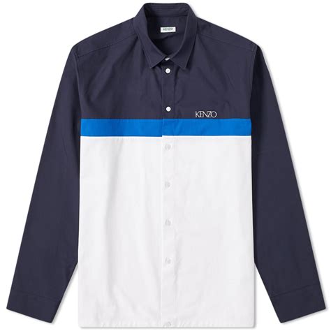 Kenzo Casual Drawstring Shirt White Blue Navy End