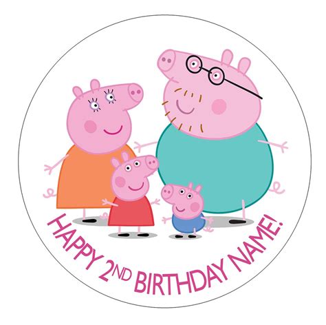 Peppa Pig Personalised Printed Edible Icing Cake Topper For Etsy