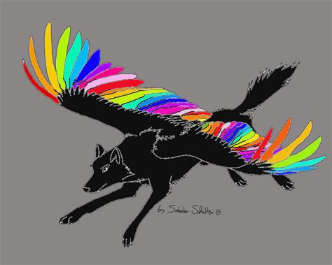 Rainbow Wolves With Wings