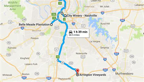 Map With All Of Nashvilles Best Wineries