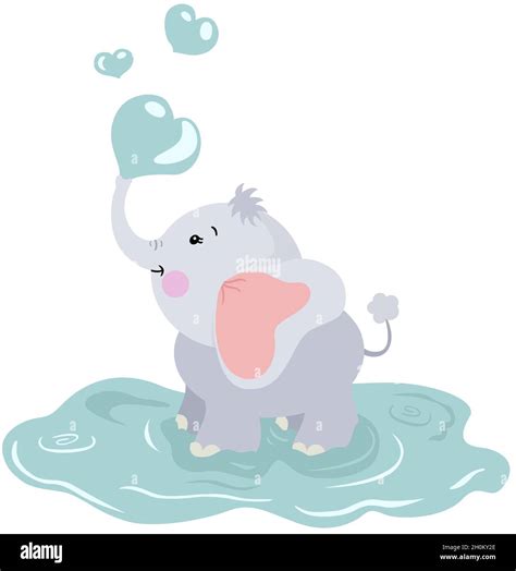 Baby Elephant In Water With Hearts Stock Photo Alamy