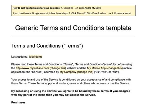 Terms Of Service Agreement Template Database