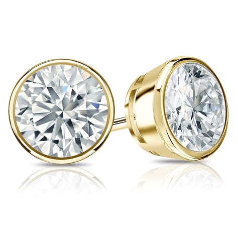 Natural Diamond Stud Earrings Round Ct Tw I J I K Yellow