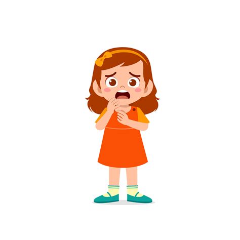 Cute Little Kid Girl Show Worry And Scared Pose Expression 7943003