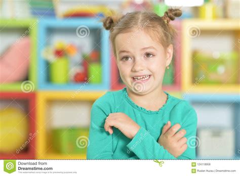 Portrait Of A Little Girl Making Funny Faces Stock Photo Image Of