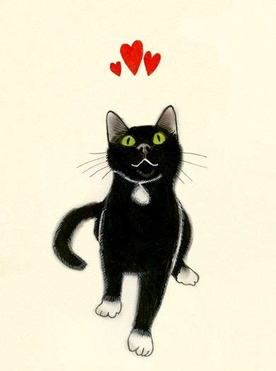 Love You Too Kittyblack Cat Art Yours Devotedly By Matouenpeluche