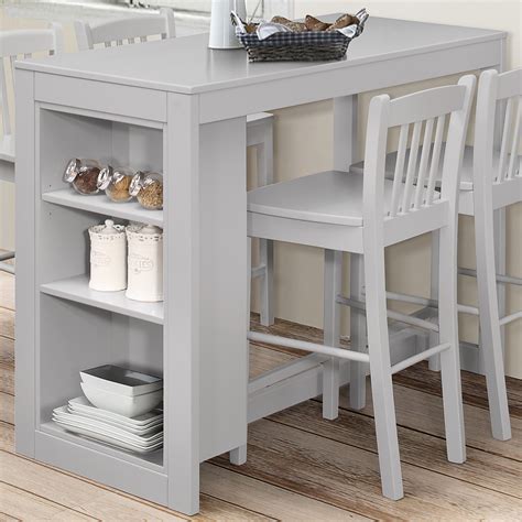 Jofran 813ec 48 Tribeca Counter Height Table W 3 Storage Shelves In Grey