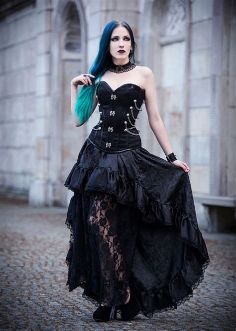 Steampunk Style Black Gothic Long Party Dress D1014 D Roseblooming