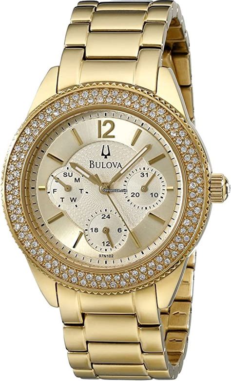 Bulova Multi Function Champagne Dial Gold Tone Ladies Watch For