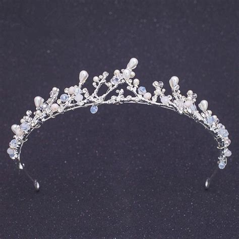 Vintage Alloy Crystal Pearl Wedding Bridal Tiara Crown Tiaras And