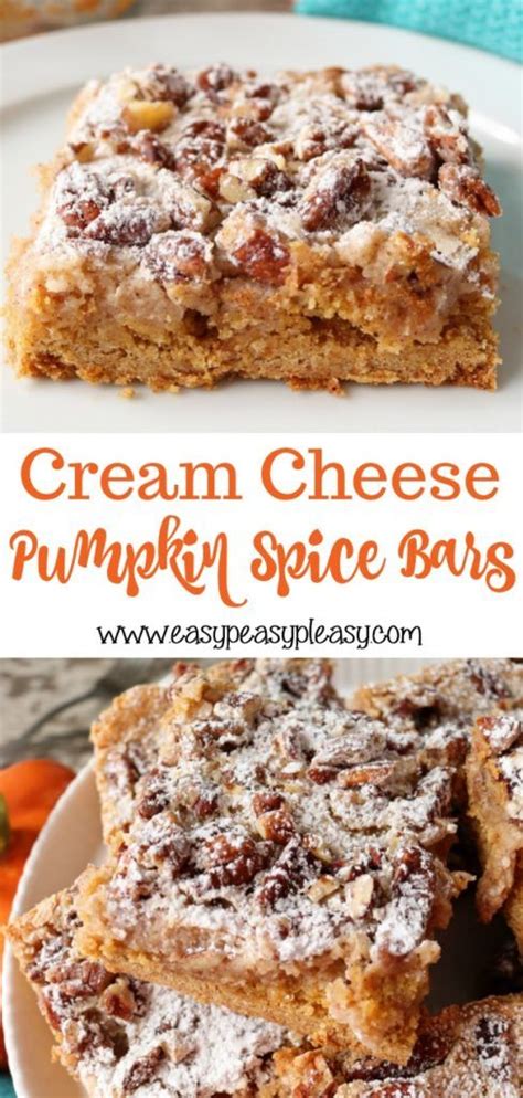 Ooey Gooey Pumpkin Spice Bars Easy Peasy Pleasy Pumpkin Cream Cheese