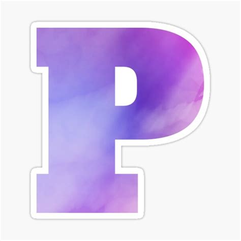 Purple Blue Watercolor Colorful Letter P Sticker By Designliterally
