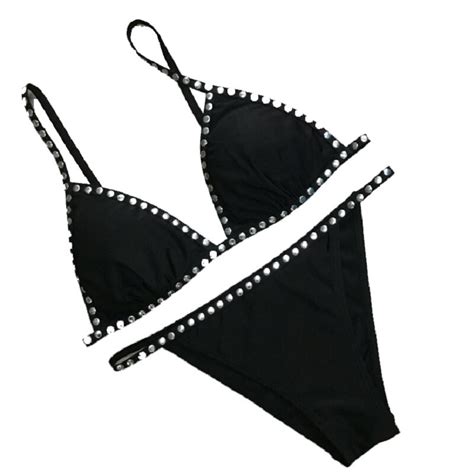 Fghgf Swimwear Bandage Push Up Bikini Sexy Micro Punk Rivet Swimwear My Xxx Hot Girl