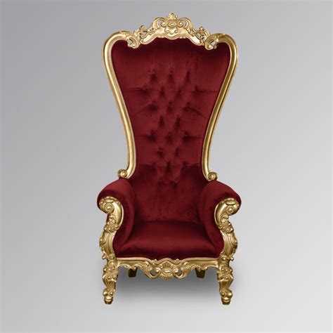 Throne Chair Lazarus King Gold Frame With Plush Wine Velvet