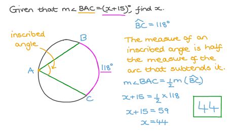 Question Video Finding The Measure Of An Inscribed Angle Given The