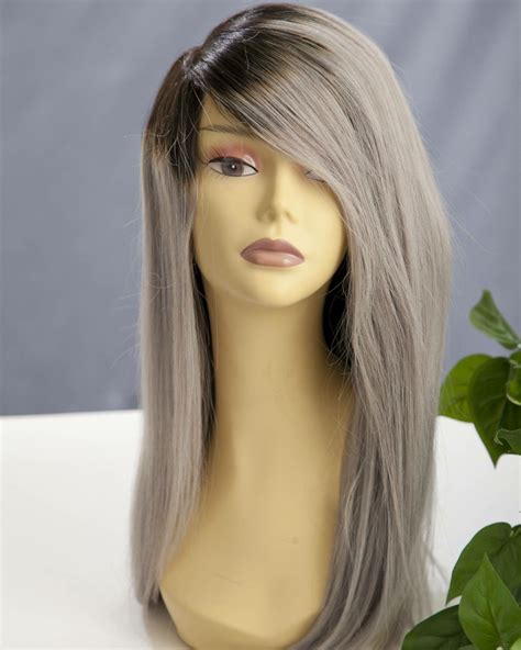 Grey Human Hair Wig Available In My Etsy Store Ombrehair Wigs Lacewig Front Lace Wigs