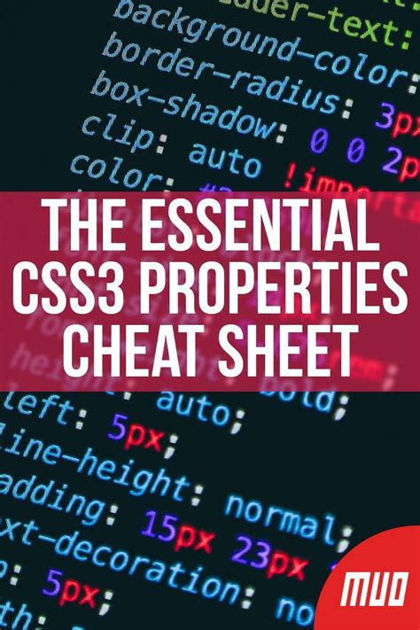 The Essential Css3 Properties Cheat Sheet Learn Computer Coding