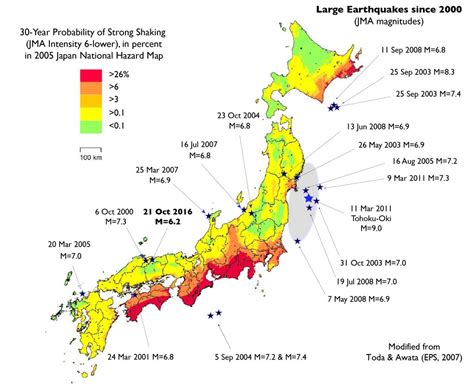 Japan Earthquake Activity Rate Map Temblor Net