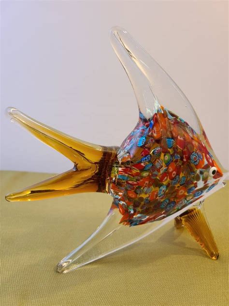 Murano Hand Blown Multi Colored Glass Fish Sculpture 10 Etsy