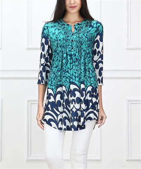 Another Great Find On Zulily Turquoise And Navy Floral Swirl Notch Neck