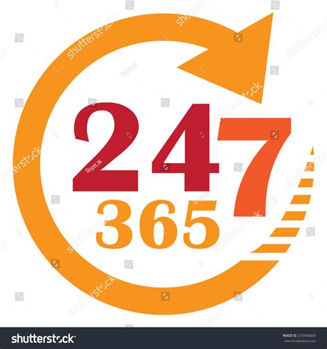 Orange 24 7 365 Service At Any Time All Year Round Sticker Icon
