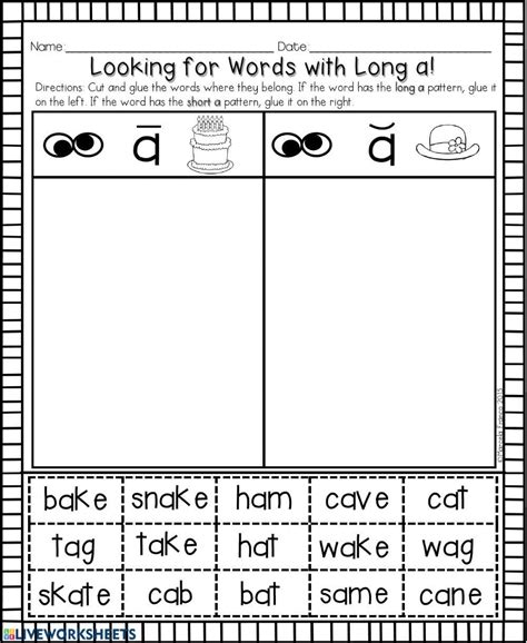 First Grade Cut And Paste Phonics Worksheets Sonny Wrights
