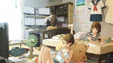 Wallpaper Japan Toys Women Anime Girls Brunette Barefoot Room