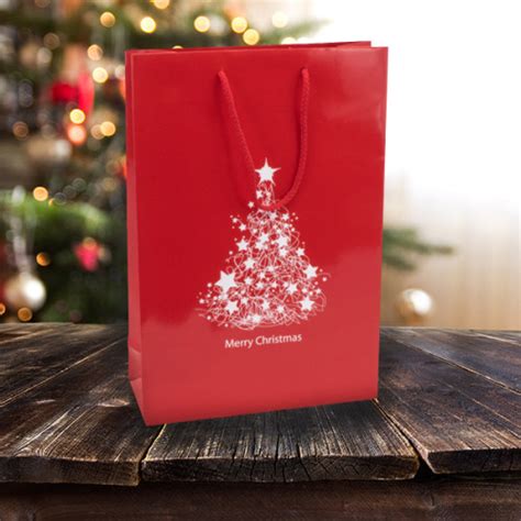 Red Gloss Merry Christmas Carrier Bags From Stock At Midpac Packaging