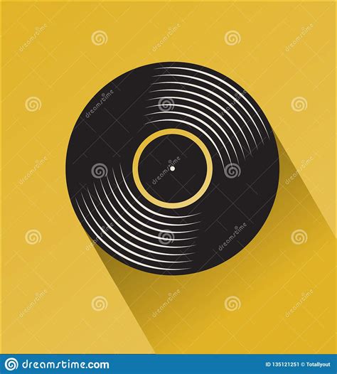 Black Vinyl Record Store Day Flat Concept Vector Illustration Stock