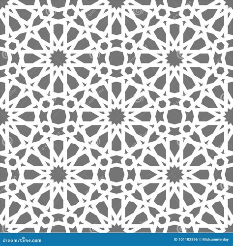 Islamic Seamless Vector Pattern White Geometric Ornaments Based On Traditional Arabic Art
