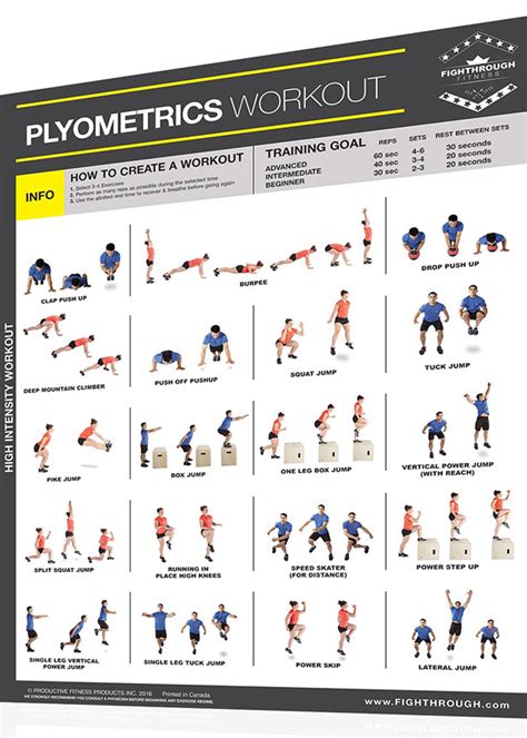 Fightthrough Fitness 18 X 24 Laminated Workout Poster Plyometrics