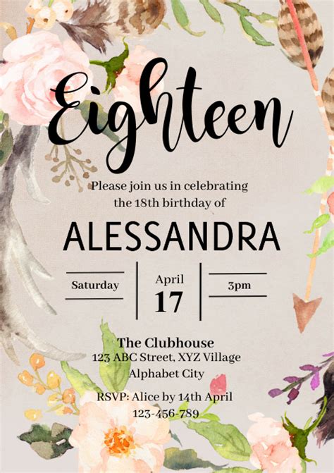 18th Birthday Invitation Template Postermywall