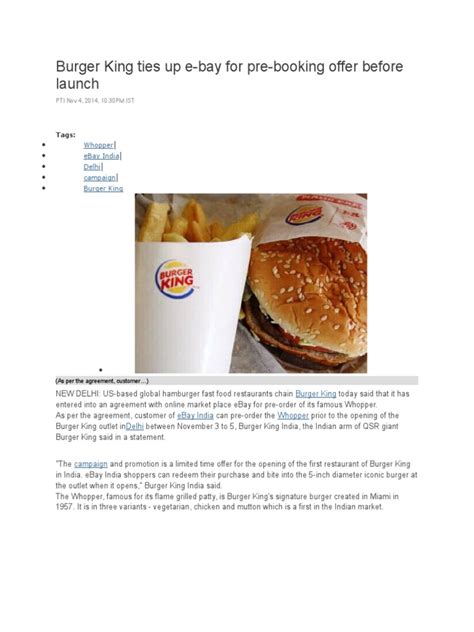 At the moment, the site is focused on uk food outlets. Burger King in India | Fast Food Restaurants | Hamburgers ...