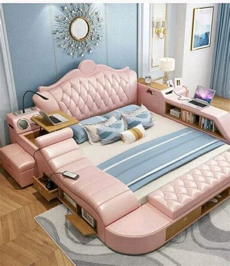 Smart Bed Multi Functional Light Pink Furnitures House