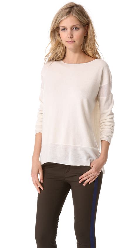 Lyst Vince Cashmere Boat Neck Sweater In White
