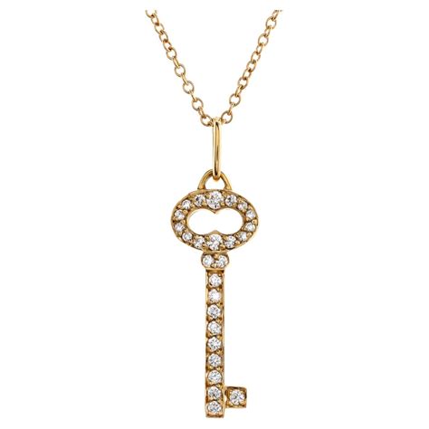 Tiffany And Co Clover Key Diamond Yellow Gold Necklace For Sale At