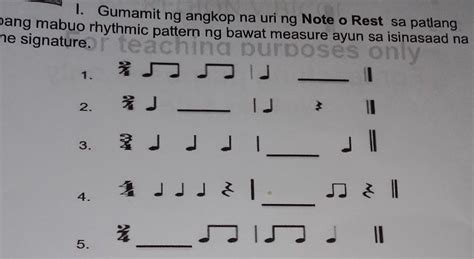 Gumamit Ng Angkop Na Uri Ng Note Rest Sa Batang Upang Mabue Rhythmic