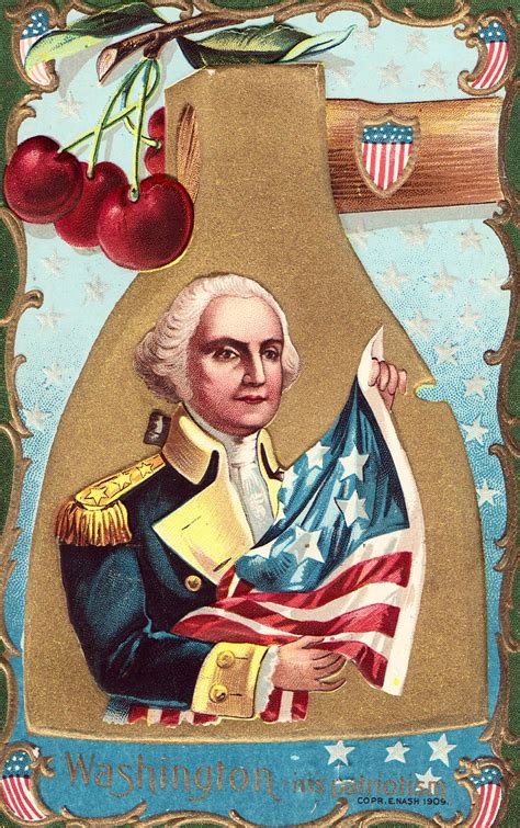 Vintage Postcard George Washington With An American Flag Vintage