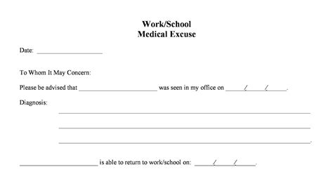 Doctors Excuse Template For Work Free Popular Templates Design