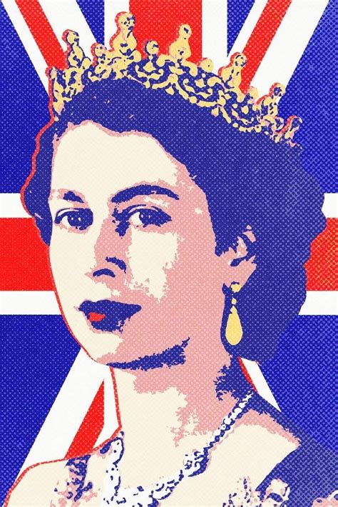 Queen Elizabeth Ii Union Jack Pop Art Print Poster 30x46 Cm