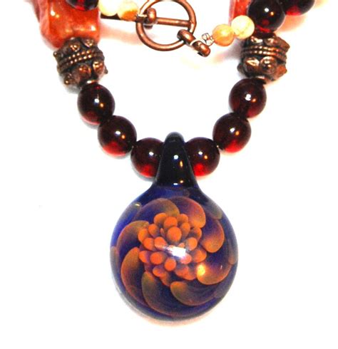 Handblown Glass Pendant Beaded Necklace From What In The World Beaded