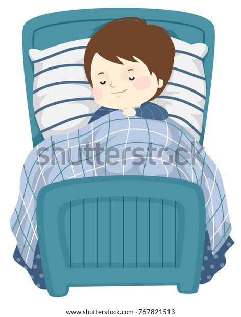 Illustration Kid Boy Sleeping Smiling His Stock Vector Royalty Free
