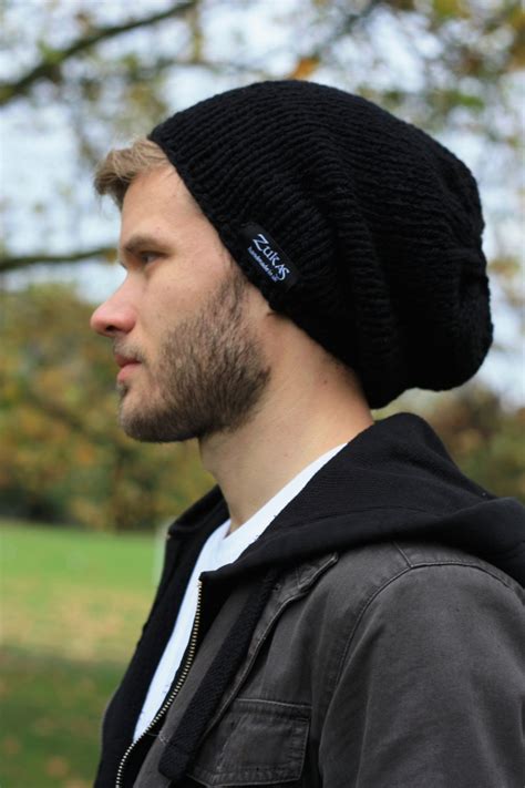 Mens Slouchy Beanie Mens Knitted Hat Mens Slouchy Etsy Uk
