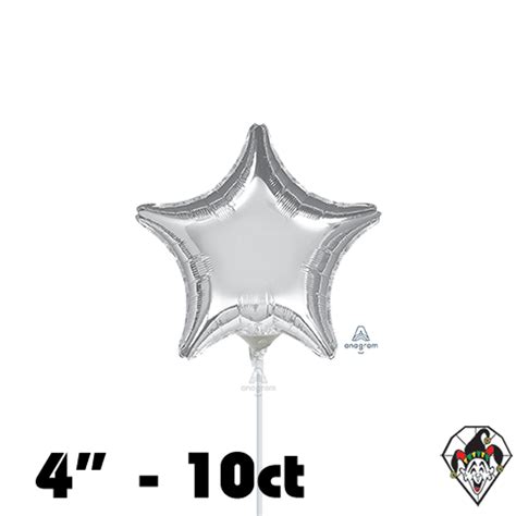 04 Inch Star Metallic Silver Foil Balloon Anagram 1ct