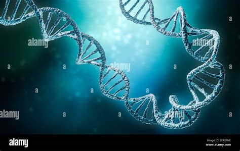 Double Helix Dna Strands On A Blue Background With Copy Space 3d