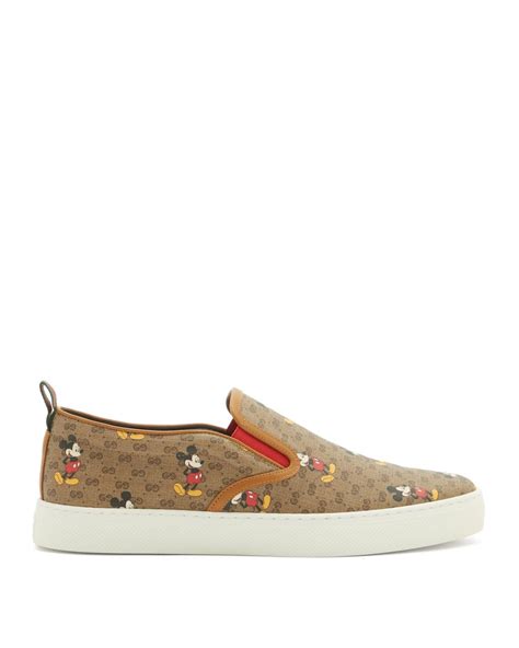 Gucci Mickey Mouse Print Gg Canvas Slip On Trainers For Men Lyst