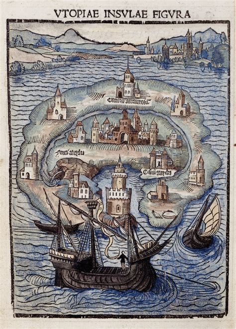 Thomas More Island Of Utopia From Libellus Veer Aureus Ned Minus